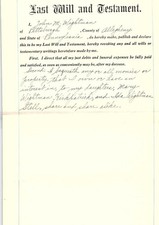 Last Will And Testament of John Wightman Pittsburgh Pennsylvania 1944 picture