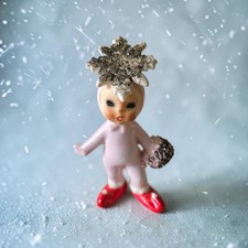 Rare Vintage Geo Z Lefton Pink SNOWBABY PIXIE Pink figurine LOVELY  picture