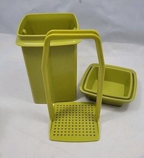 Tupperware Pickle Keeper Avocado Green 1330-8 Complete Set Vintage Pick-a-Deli picture