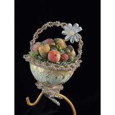 Rare Vintage Blumchen Victorian Fruit Basket Clip Ornament Figure picture