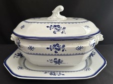 COPELAND SPODE GLOUCESTER BLUE FLOWER SOUP TUREEN & LID & UNDERPLATE STONEWARE picture