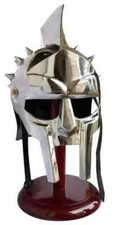 Medieval Maximus Gladiator Helmet With Wooden Stand Wearable Metal Designed Gift picture