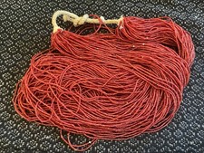 Antique Seed Beads, Bunch Necklace Gorgeous Clear Red Rose, 75 Strands picture