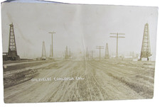 1908-15 COALINGA CALIFORNIA CA. RPPC Real Photo Postcard Of Oil Fields Oil wells picture