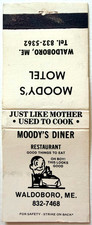 1960s Moody's Diner Matchbook Cover Waldoboro Maine Motel Restaurant Route 1 picture