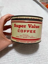 Vintage Super Value Coffee Tin Can 1 lb., Wm. S. Scull Co., NJ, OH & NY picture