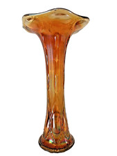Atq. Imperial Glass Co. marigold carnival glass vase BEADED BULL'S EYE c.1904 picture