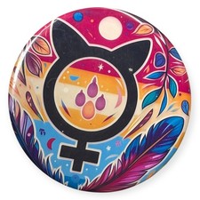 Feminist Cat Paw Symbol Button Nature Sunset Pride Pinback LGBTQ+ Inclusive Art picture