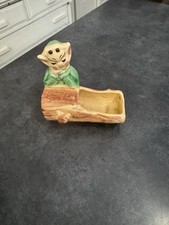 Small Vtg Elf Kneeling Next to Log Figural Planter Walker Pottery California USA picture