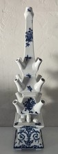 Single Large Blue White Tulipiere Pyramid Vase 23.5