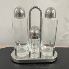 Alessi 5070 M Condiment Set Vinegar, Oil, Salt & Pepper Stainless Steel Silver picture