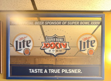 Miller Lite Super Bowl XXXIV 2000 Beer Mirror NFL Rams Titans Vintage Bar Sign picture