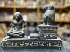 The Seated Scribe statue & God Baboon Hapi Rare Ancient Egyptian Antiquities BC picture
