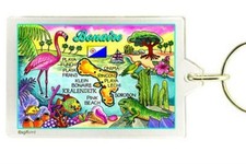 BONAIRE (NETHERLANDS ANTILLES) MAP ACRYLIC RECTANGULAR KEYCHAIN 2.5