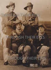 Original WW1 Photo postcard 4  Australian Soldiers Wooly trouser Sheepskin chaps picture