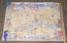 2003 Cavallini Papers & Co Wall Vintage Rolled Map of London in 1600s 28”x 20”  picture