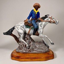 Vintage Fred Johnsen Buffalo Soldier Cavalry Horse Figurine Colorado 12