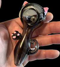 Kitty Cat Glass Pipe Hand Blown Quality Smoking Pipe Girly Cat Design  picture