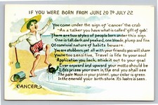 Vintage Zodiac Postcard CANCER The Crab Astrology Horoscope Boy Beach 1910s picture