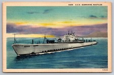 USS Submarine Nautilus US Navy Nuclear Powered Groten CN C1954 Postcard H4 picture