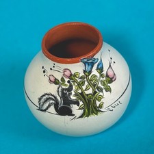 Theresa Wildflower, Chemehuevi Tribe, Miniature Pot Skunk Sniffing Flowers 1” picture
