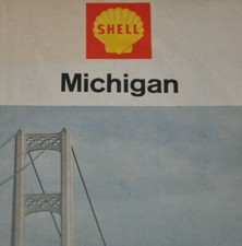 1965 Shell Promotional Marketing  Michigan Map Detroit Lansing Traverse City picture