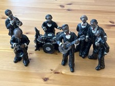 Vintage 5-Piece Jazz Band Figurine Set – Resin Musicians – Sax, Trumpet, Drums, picture