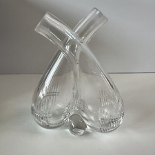 Vintage Clear Glass Double Oil Vinegar Cruet Bottle Art Deco Cross Neck 1920's picture