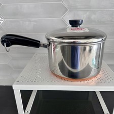 Unused Vtg 1981 3 quart Revere Ware Sauce pan with lid copper bottom w/tag NOS picture