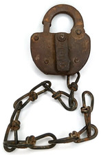 Antique 1920s Adlake Railroad Lock Padlock & Chain picture