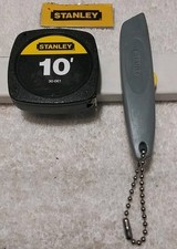 2PC STANLEY 30-061 & 10-039 10' TAPE MEASURE & MITEY KNIFE USA 🇺🇸 picture