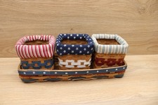 Vintage Patriotic Americana Woven Basket Organizer 4 Pc Set Stars Stripes picture