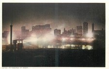 c-1910 Pittsburg Pennsylvania at night Detroit Publishing 12753 Postcard 25-6789 picture