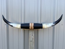 MOUNTED STEER HORNS 33 Inches LONGHORN POLISHED MOUNT BULL COW picture