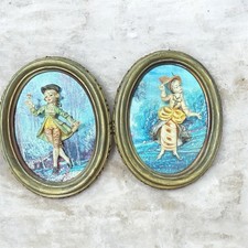 Vintage 2pc Empire 3D Wall Decor- Victorian Boy and Girl- Made In Italy picture