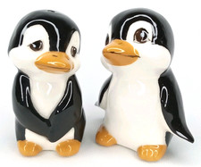 Vintage 1960s M Laddage Ceramic Penguin Salt & Pepper Shaker Set Signed picture