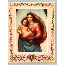 1951 Mary & Jesus Vintage MCM Rust Craft Christmas Greeting Card picture