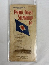1898 Pacific Coast Steamship Route Map Alaska Klondike (Original, Worn) picture