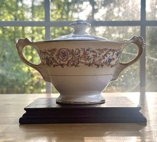 Vintage Crown Potteries 23077 Covered Sugar Bowl Lid January 1947 Floral USA picture