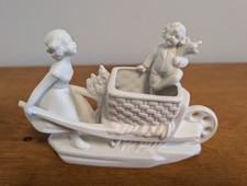 Vintage Dresden Bisque Porcelain Figural Planter – Girl & Boy - 3116 III A picture