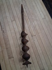 Antique Hand-Forged Iron Auger Boring Bit Tool picture