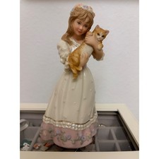 Lenox Sandra Kuck Dearest Friends Porcelain Figurine Girl with Orange Cat Kitten picture