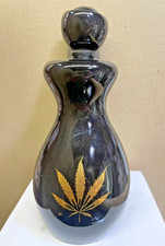 Vintage Org 70’s Ceramic Unused Black And Gold Small Chip Base Bong picture