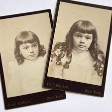 Antique Cabinet Card Photograph Adorable Little Girl Sisters New York NY Ehrlich picture