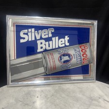 Vintage 1991 Coors Light Silver Bullet Advertising Framed Mirror picture