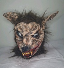 Vintage Wolfman Wolf Werewolf Scary Halloween Rubber Latex Full Face Mask Hair picture