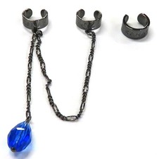 Nijisanji Kyo Ear Cuff 2pc Set Logo Silver Tone Brass Glass Japan Import picture