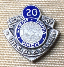 Vintage Sterling Silver H.B.&C.L.U. Local 507 Labor Union Member Pin LIUNA Badge picture