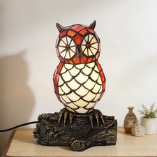 Bronze Tiffany Owl Shaped Desk Lamp, Single Head Home Decoration Glass Lamp, New picture