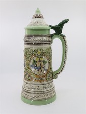 VTG Majolica Stein Beer Stein Trink und sing, dam gute Freunde 13